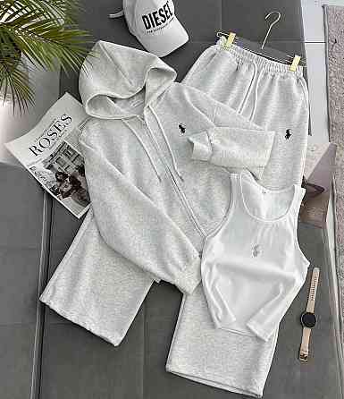 Женская стильная повседневная тройка из лого качественная дорогая двунитка. Меланж, L-XL Одесса