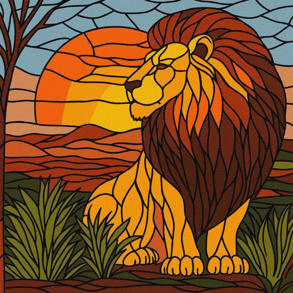 Картина за номерами "Вітраж. Лев" ©art_selena_ua KHO5168, 30x30 см Вінниця - фото 1