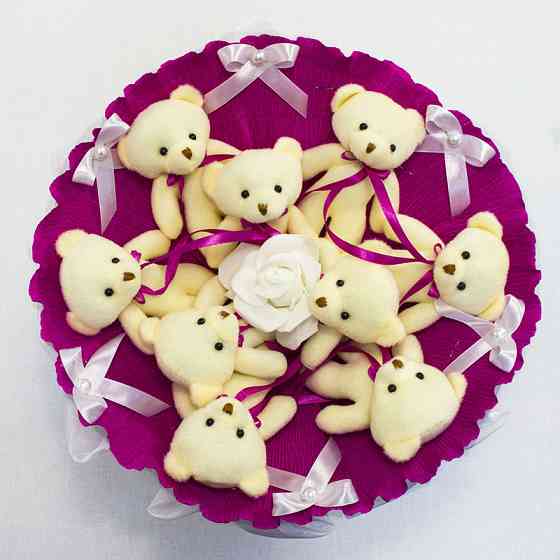 Букет из игрушек Мишки фуксия 5351IT с 9ю игрушками Винница