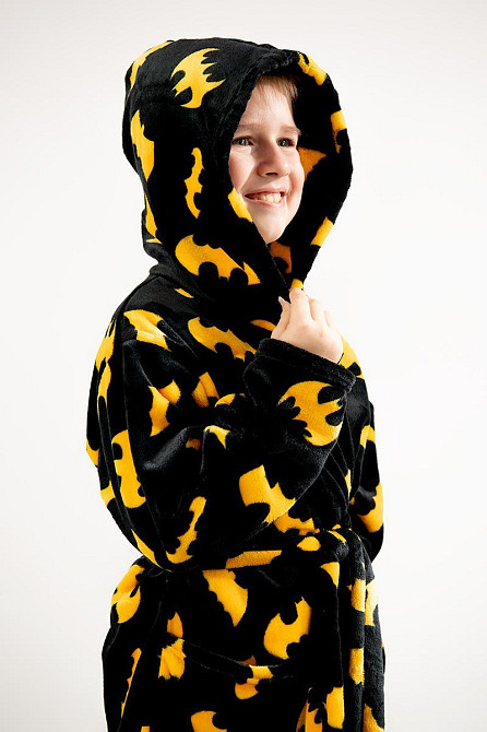 Халат детский Бэтмен для мальчика, махровый теплый, велсофт плюш, черный, халаты для мальчиков Киев - изображение 3
