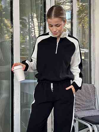 Жіночий стильний теплий костюм з двостороннього флісу. Чорний, 46/48 Одеса