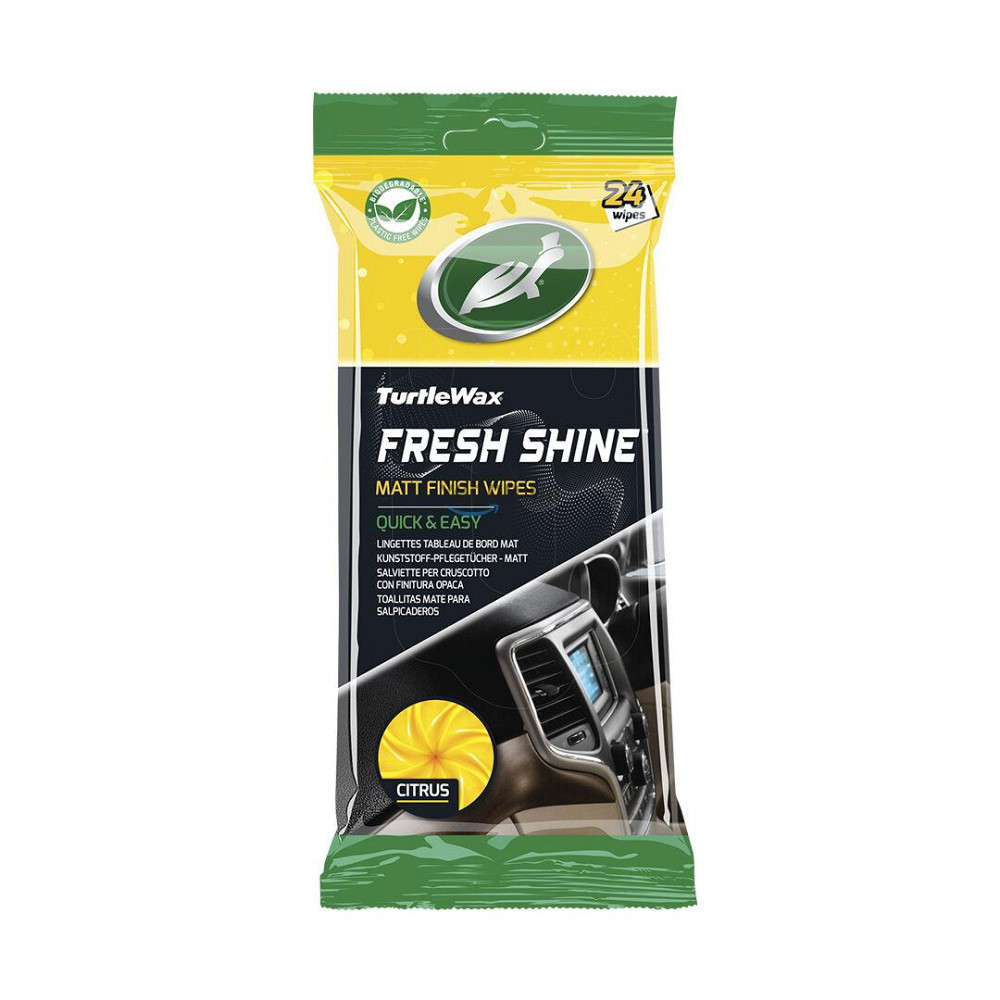 Салфетки для салона (с запахом Цитрус) Turtle Wax Fresh Shine Citrus Matt Finish Wipes, 24 шт Ковель - изображение 1