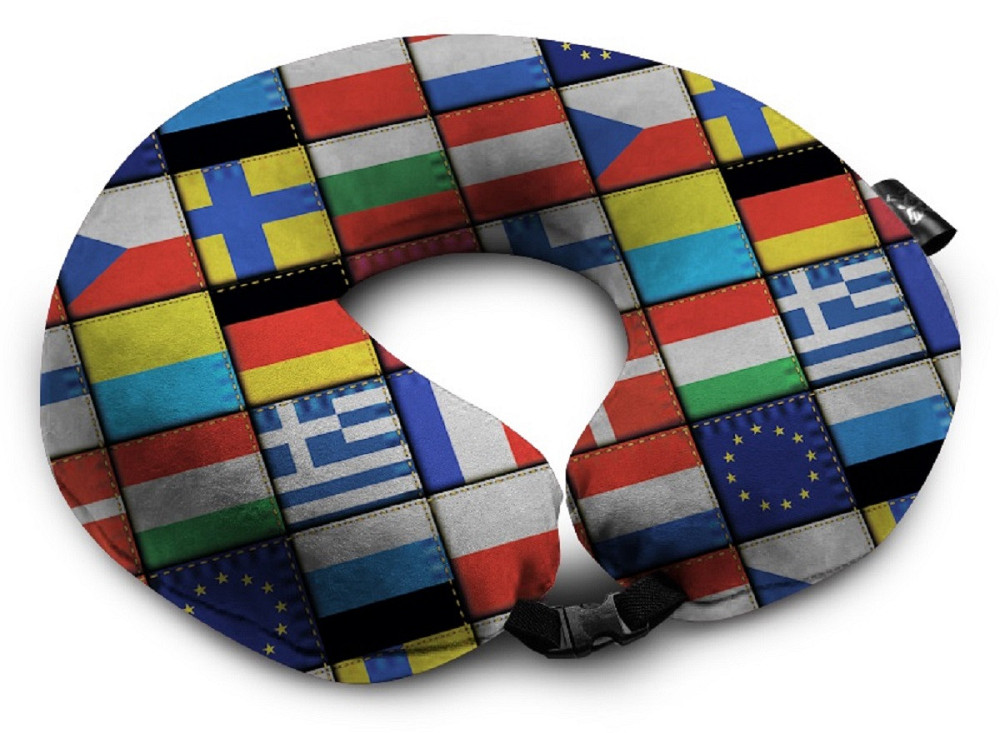 Подушка дорожня з малюнком Прапори країн Київ - фото 1