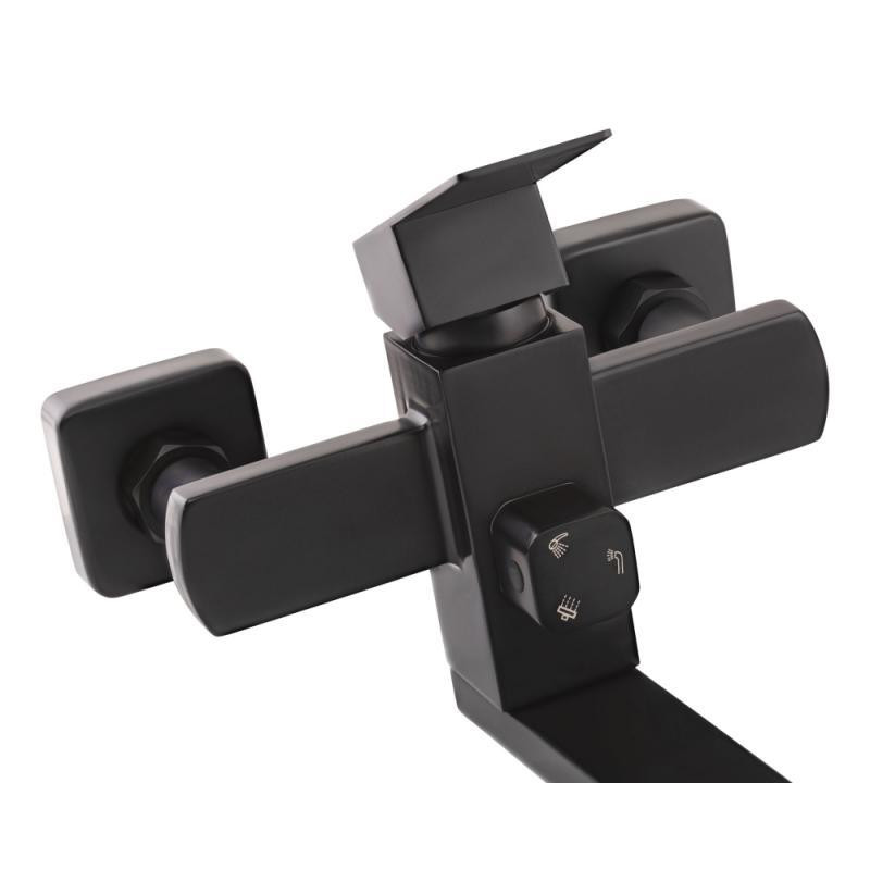 Душова система для ванни Lidz Kubis 1030 Black (k35) з виливом, чорна Київ - фото 4