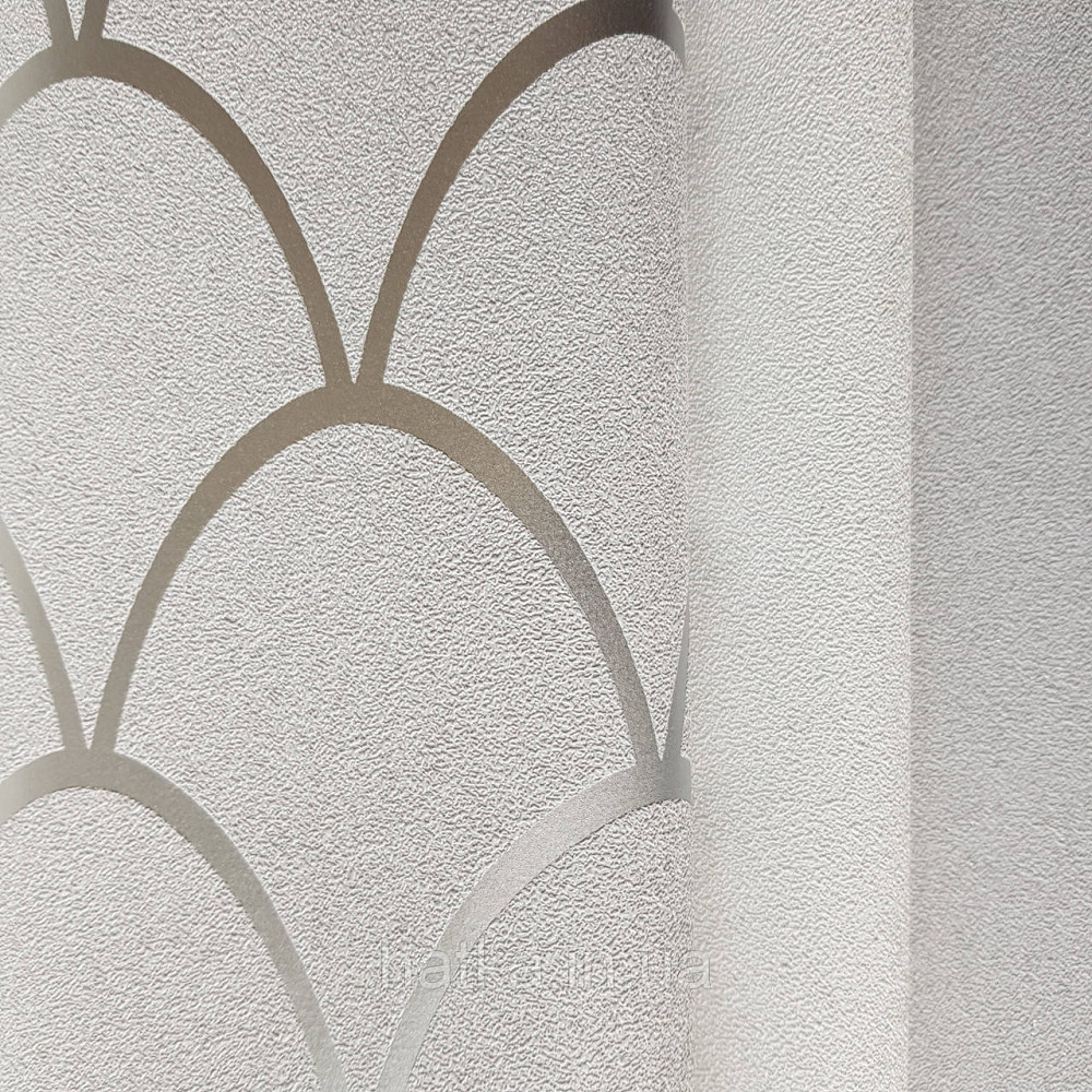 Шпалери вінілові на флізелін Marburg New Spirit Schoner Wohnen геометрія напівкола сріблясті смуги на сірому Київ - фото 2