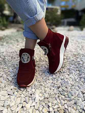 Черевики жіночі VEAGIA бордові еко-замша высота 12см подошва 3см ( -3) Коломия