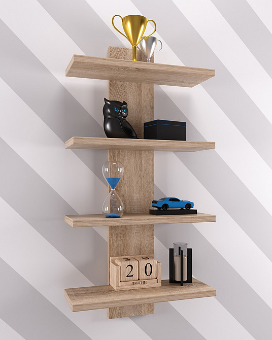 Полиця навісна ПН-5, Дуб Сонома, 350/140/700 Львів - фото 3