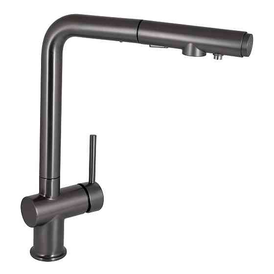 Змішувач для кухні Qtap Rozcesti з висувним виливом з під'єднанням для питної води QTROZ367GMB45942 Gunmetal Black PVD Київ