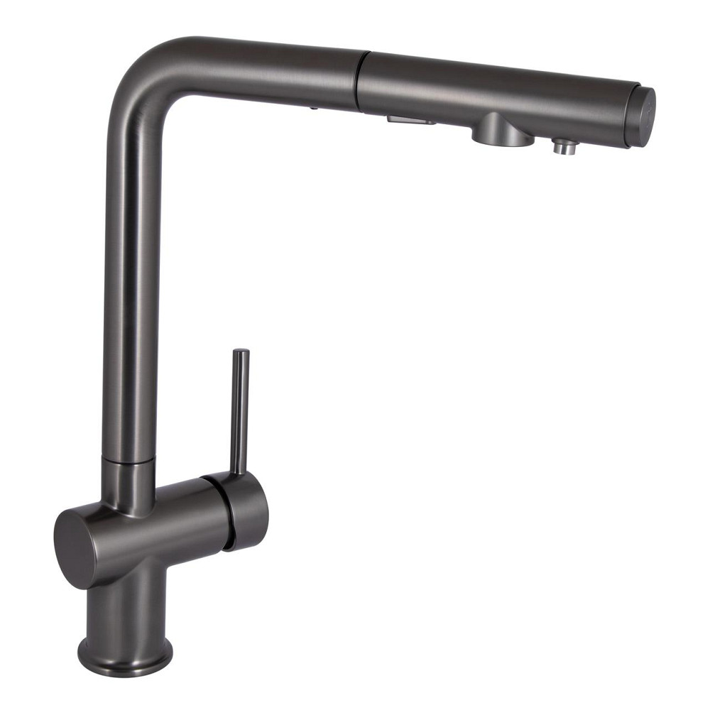 Змішувач для кухні Qtap Rozcesti з висувним виливом з під'єднанням для питної води QTROZ367GMB45942 Gunmetal Black PVD Київ - фото 1