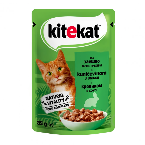 Kitekat Natural Vitality (Пауч) Консервы для кошек с кроликом в соусе, 85 г (блок 28 шт) Винница