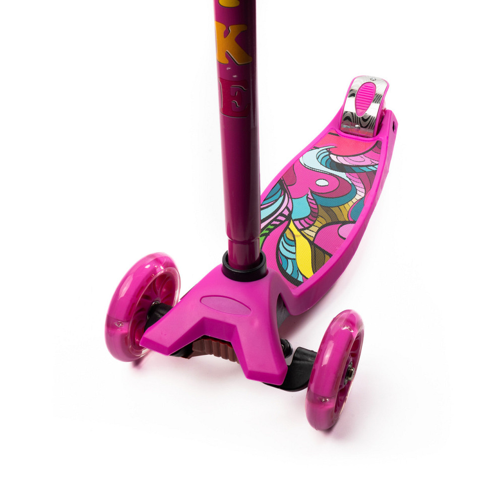 Самокат дитячий триколісний iTrike MAXI JR 3-055-P ПУ колеса з підсвічуванням, кермо 79-88см, Рожевий з малюнком Кам'янець-Подільський - фото 5