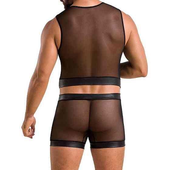 Комплект чоловічої білизни на шнурівці Passion 053 SET WILLIAM S/M Black, жилет, боксери Sex Aura Київ