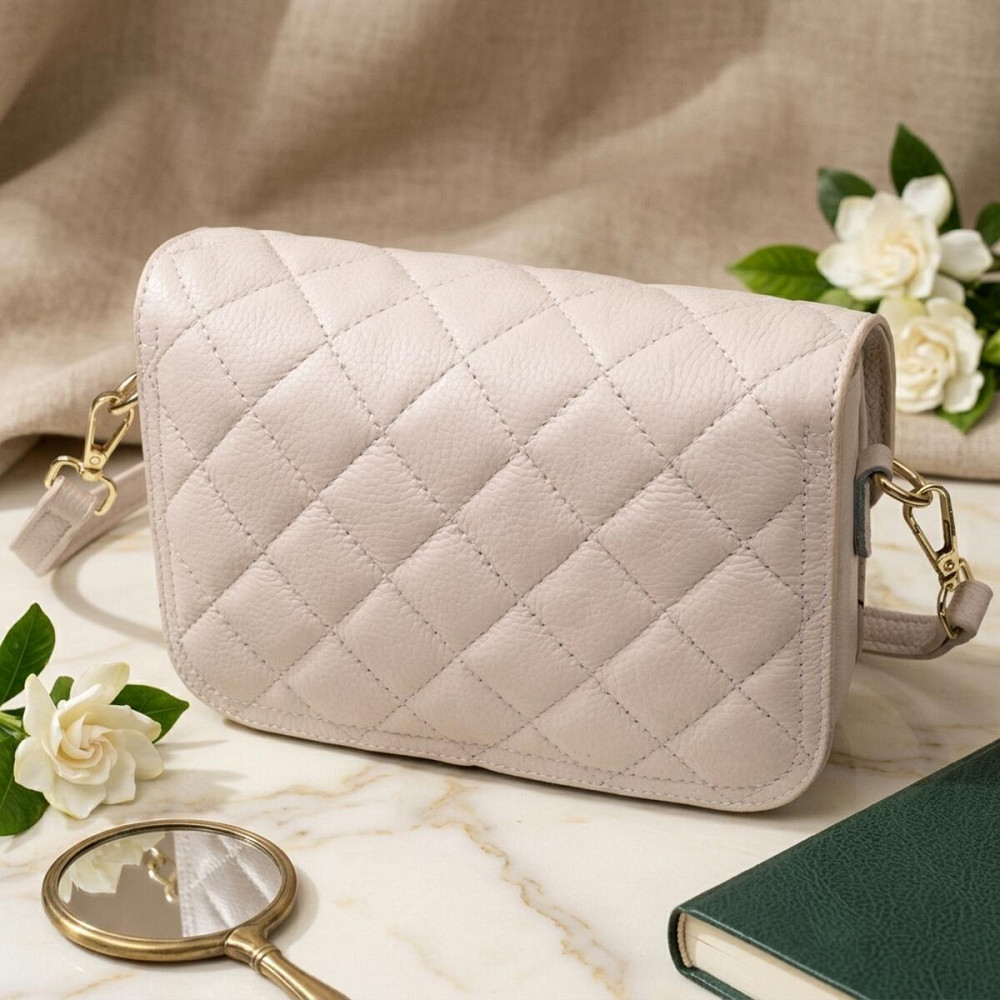 Витончена сумка жіноча з оригінальною клямкою з натуральної шкіри Vintage 22672 Біла Київ - фото 14