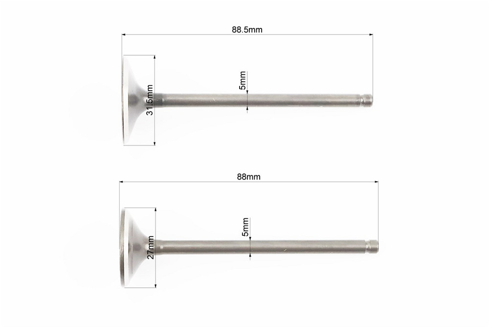 Loncin JL200-68A Клапана випускний (h-88; d-27), впускний (h-88,5; d-31,5) к-кт 2шт СВ-200cc Бершадь - фото 2