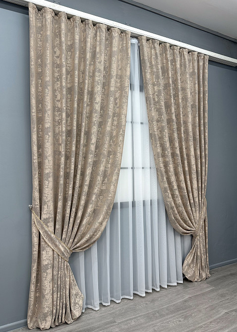 Комплект готових штор VR-Textil Жакард Sultan XO № 1143ш Капучино 100х290 см 2 шт (31-898) Київ - фото 11