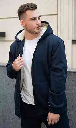 Чоловічий теплий костюм на флісі з хутром Синій 48/50 Харків