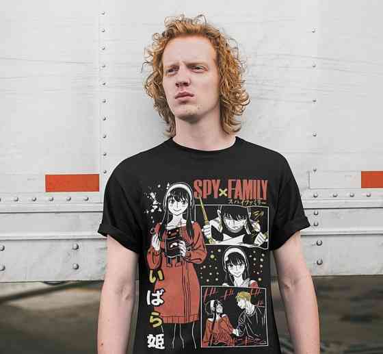 Футболка для хлопчика з аніме принтом Шпигун і сім’я оверсайз (зріст від 165 до 180) Чорний AnimeJ1135m Дніпро