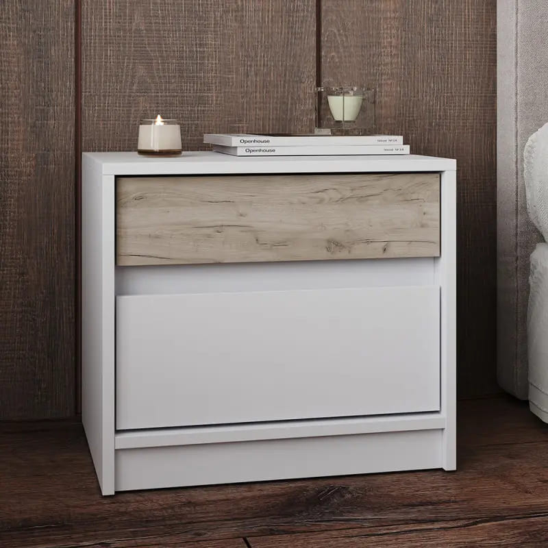 Тумба прикроватная Эверест Стайл-500 50,2х39х44,2 см Нимфея Альба (белый)/Дуб краф серый (DTM-071161) Днепр - изображение 2