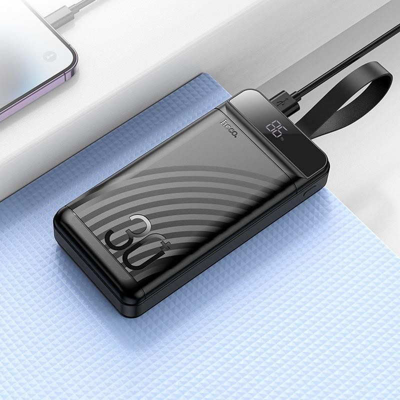Зовнішній акумулятор HOCO J123B Element 22.5W+PD20W fully compatible power bank with digital display(30000mAh) Black Київ - фото 8