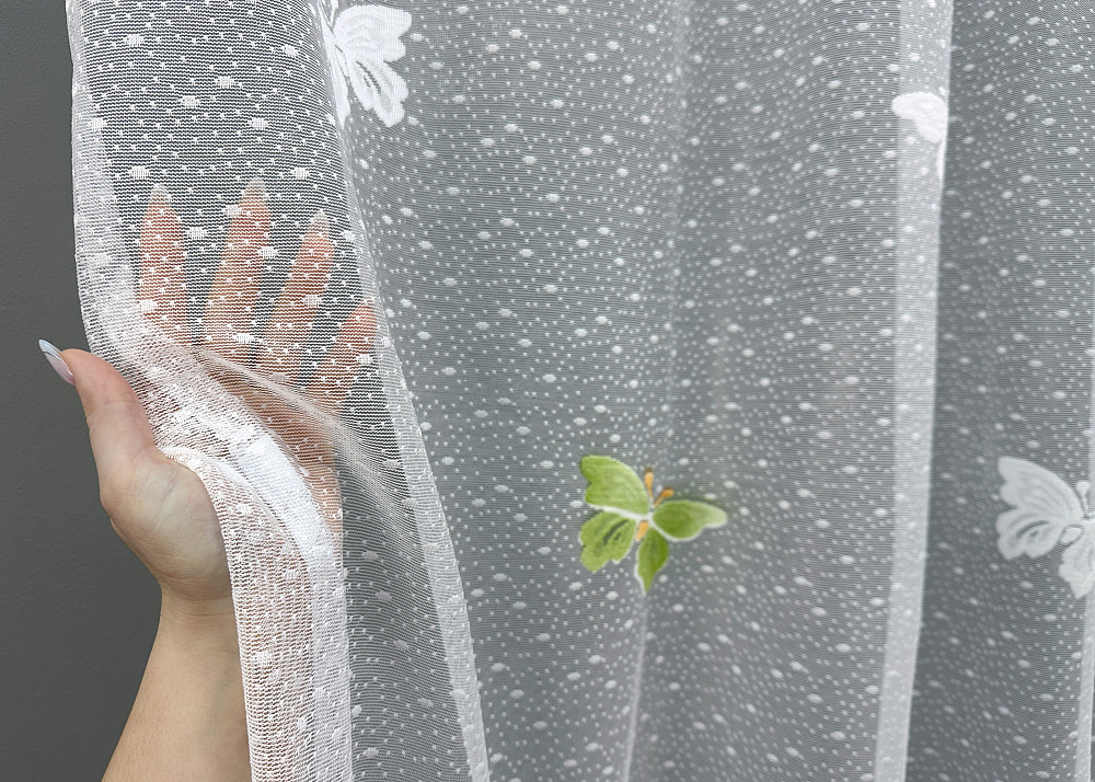 Тюль VR-Textil 1901т Жакард Білий з зеленим 300х270 см (42-0842) Київ - фото 4