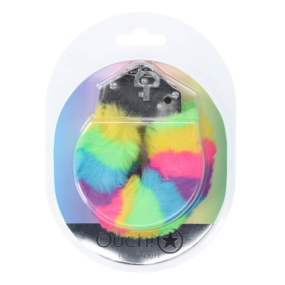 Пушистые металлические наручники для ролевых игр Heavy-duty Fluffy Handcuffs - Multicolor 1 Sex Aura Киев - изображение 2