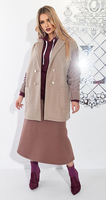 Комбіноване пальто (44) Київ - фото 5