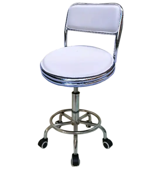 Стілець для майстра манікюру , педикюру і перукаря з спинкою.Білий Київ - фото 1