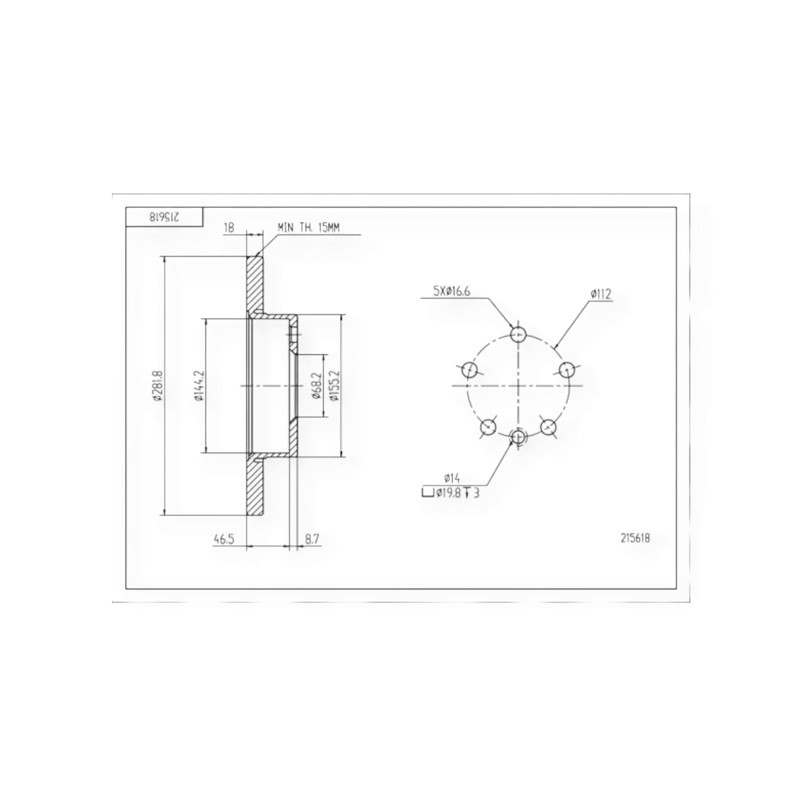 Диск Volken T4 (1996-) передний (282mmx18mm) тормозной Мукачево - изображение 1