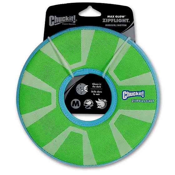 Игрушка Chuсkit! Zipflight Max Glow светящийся в темноте летающий диск для собак средних размеров, размер M Винница