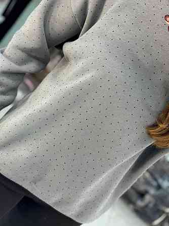 Жіночий утеплений блискуче худі зі стразами тринитка на флісі Сірий, 46/48 Одеса