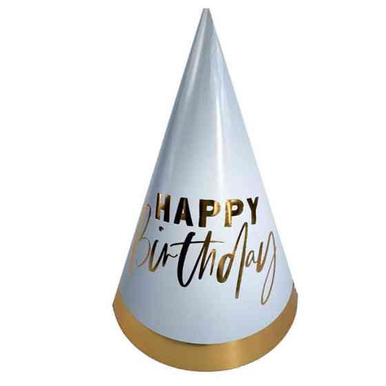 Набор колпаков, 10 штук, высота 16 см, Happy Birthday, розовые Киев