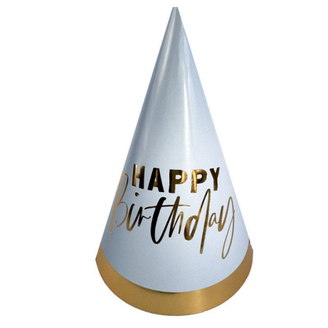 Набор колпаков, 10 штук, высота 16 см, Happy Birthday, розовые Киев - изображение 1