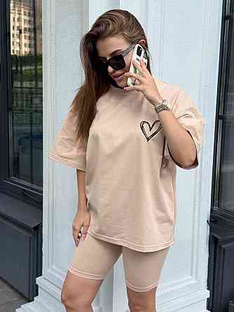 Футболка и велосипедки женские кулир Бежевый M/L Харьков