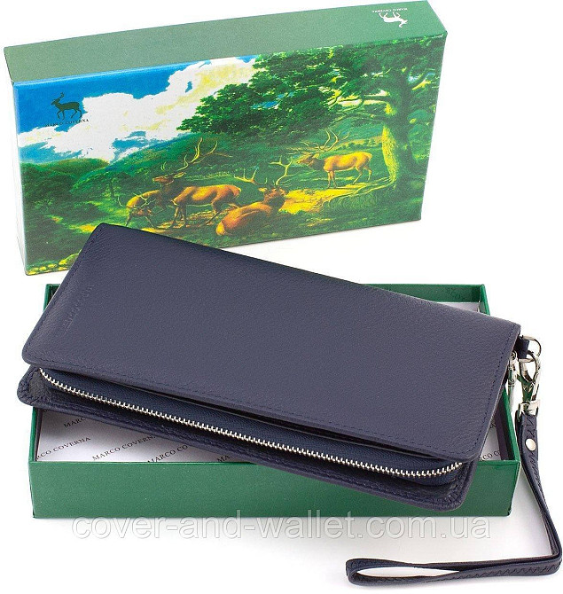 Стильный кошелек клатч на магнитах и молнии синего цвета Marco Coverna 1-6056 Киев - изображение 18
