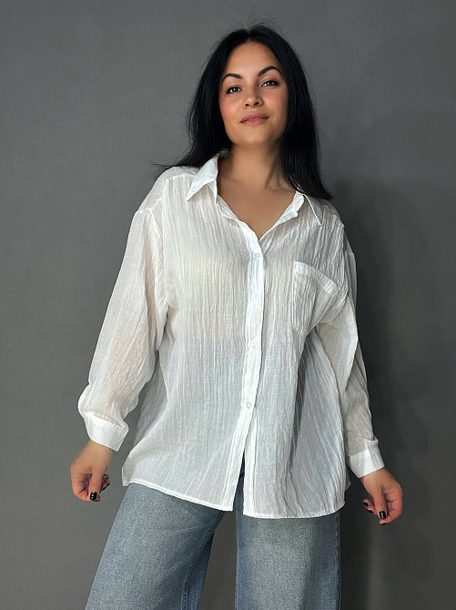 Рубашка женская Xingyue 388 оверсайз хлопок жатка с карманом, белый, one size Киев - изображение 10