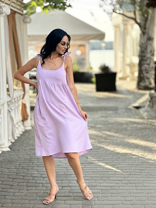 Летнее платье сарафан из муслина на бретельках Caramel 42-44, Лиловый Киев - изображение 5