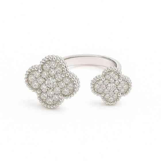 Кольцо Van Cleef цирконы посеребрение / кольцо двойное с мелким цирконием Одесса