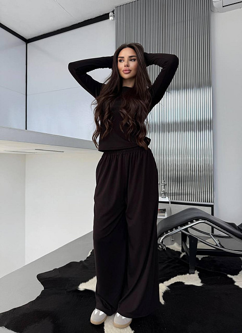 Женский прогулочный костюм двойка трикотаж термо Шоколад Одесса - изображение 6