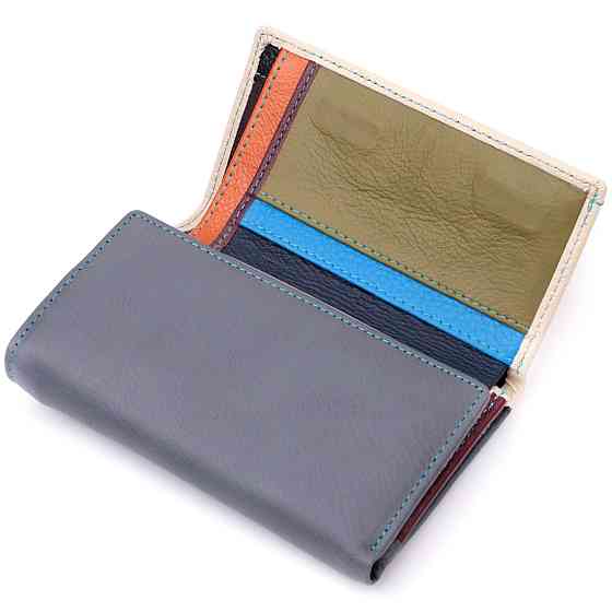 Незвичайний жіночий шкіряний гаманець у три складання ST Leather 19446 Різнокольоровий Київ