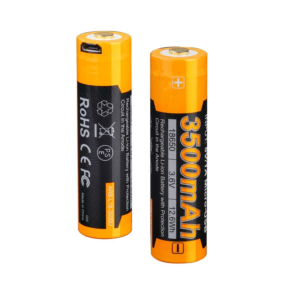 Акумулятор 18650 Fenix ​​3500mAh Li-Ion із micro-usb зарядкою (Чорно-жовтий) Вінниця - фото 5