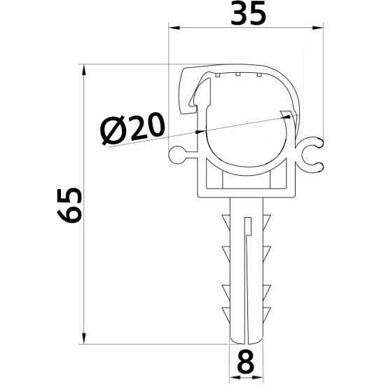 Клипса-дюбель с защелкой для крепления трубы Ø20мм (уп.100шт) (000027290) Киев
