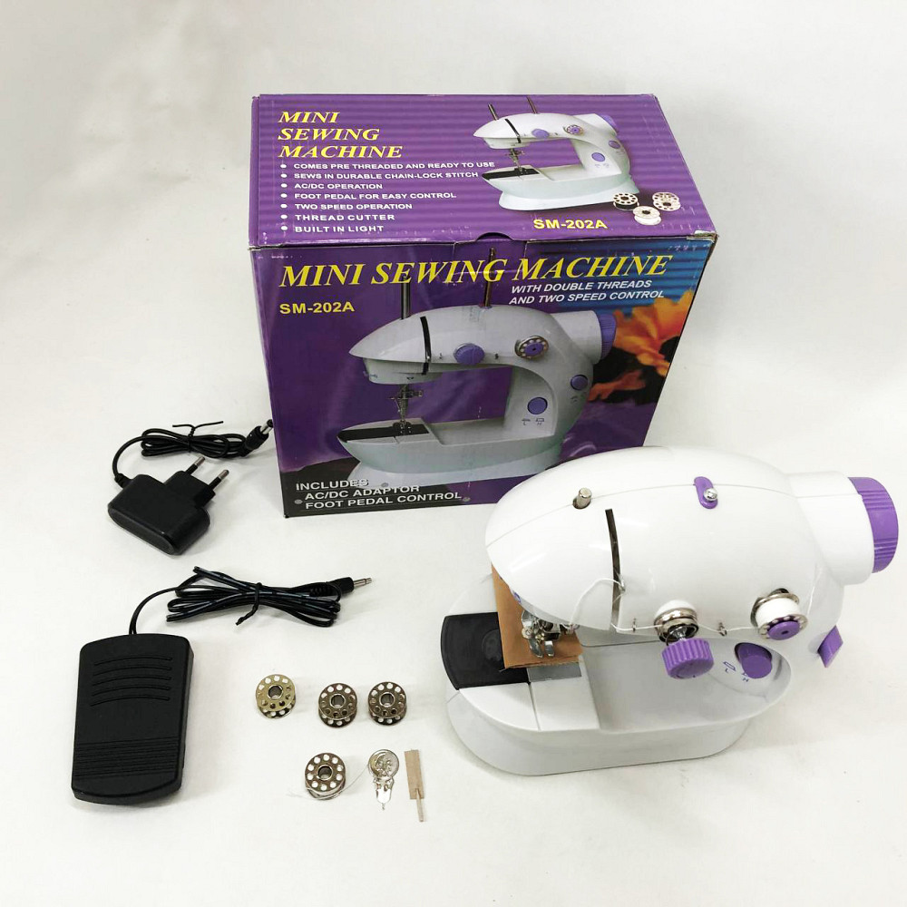 Міні швейна машинка з оверлоком, Машинка швейна побутова дитяча пластик ручне керування SY-24 Львів - фото 6