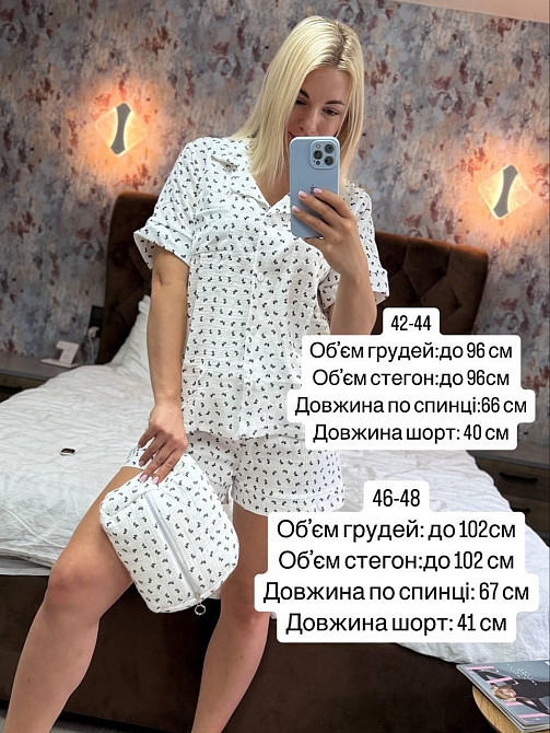 Женская пижама двойка + косметичка из натуральной ткани муслин Барби, 42/44 Одесса - изображение 2