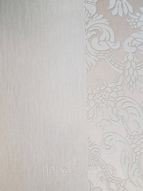 Шпалери вінілові на флізеліні Rasch Trianon Xlll 0.53х10 однотонні хвилясті класика кремові Київ - фото 3