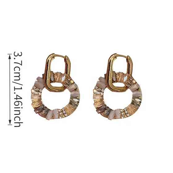 Сережки пара сережки-хупи золотисті французький дизайн зі стразами жіноча біжутерія сережки комплект цинковий сплав Кам'янець-Подільський