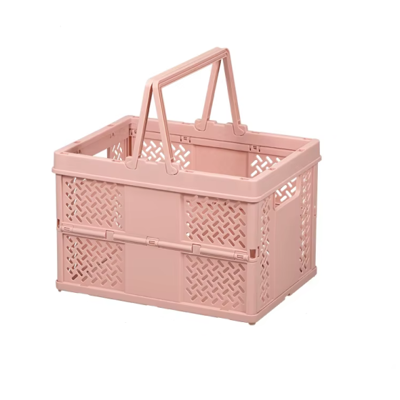 Складний кошик для зберігання з ручками, пластиковий органайзер для дрібниць, 24×18×16см, колір рожевий Кам'янець-Подільський