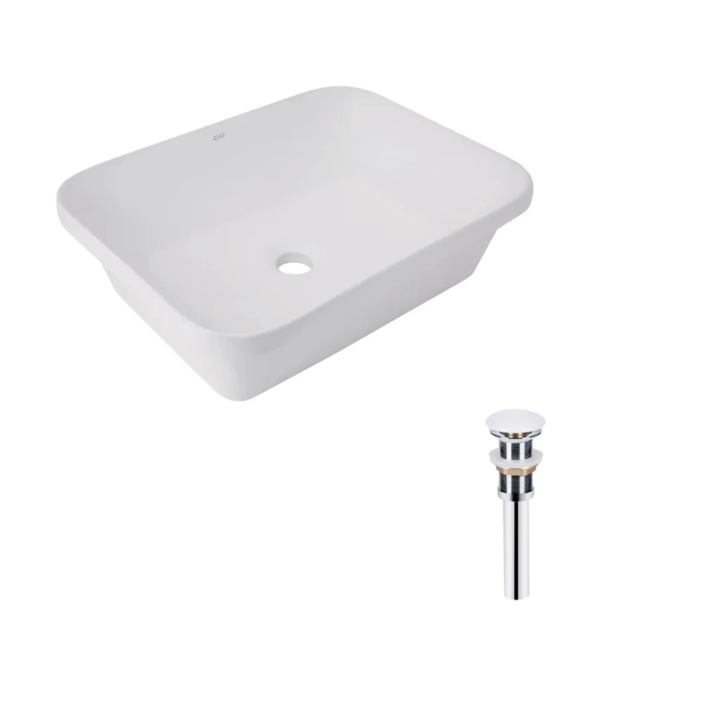 Комплект Qtap Scorpio: Раковина врізна прямокутна 510х390х145 мм White + Донний клапан PU02 Київ - фото 1