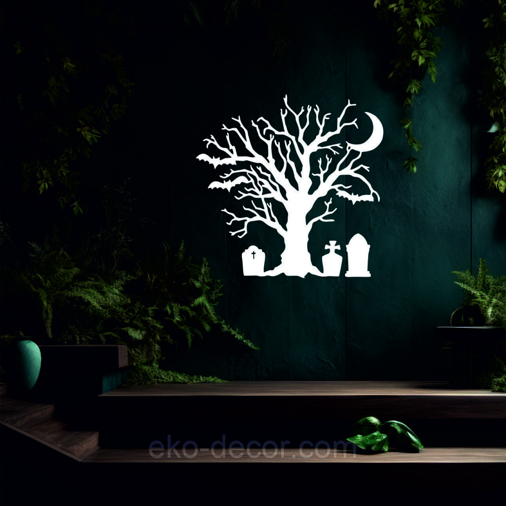 Декоративное настенное 3D Панно «Хэллоуин», Декор на стену с объемом 90*90 см, Белый Киев - изображение 5