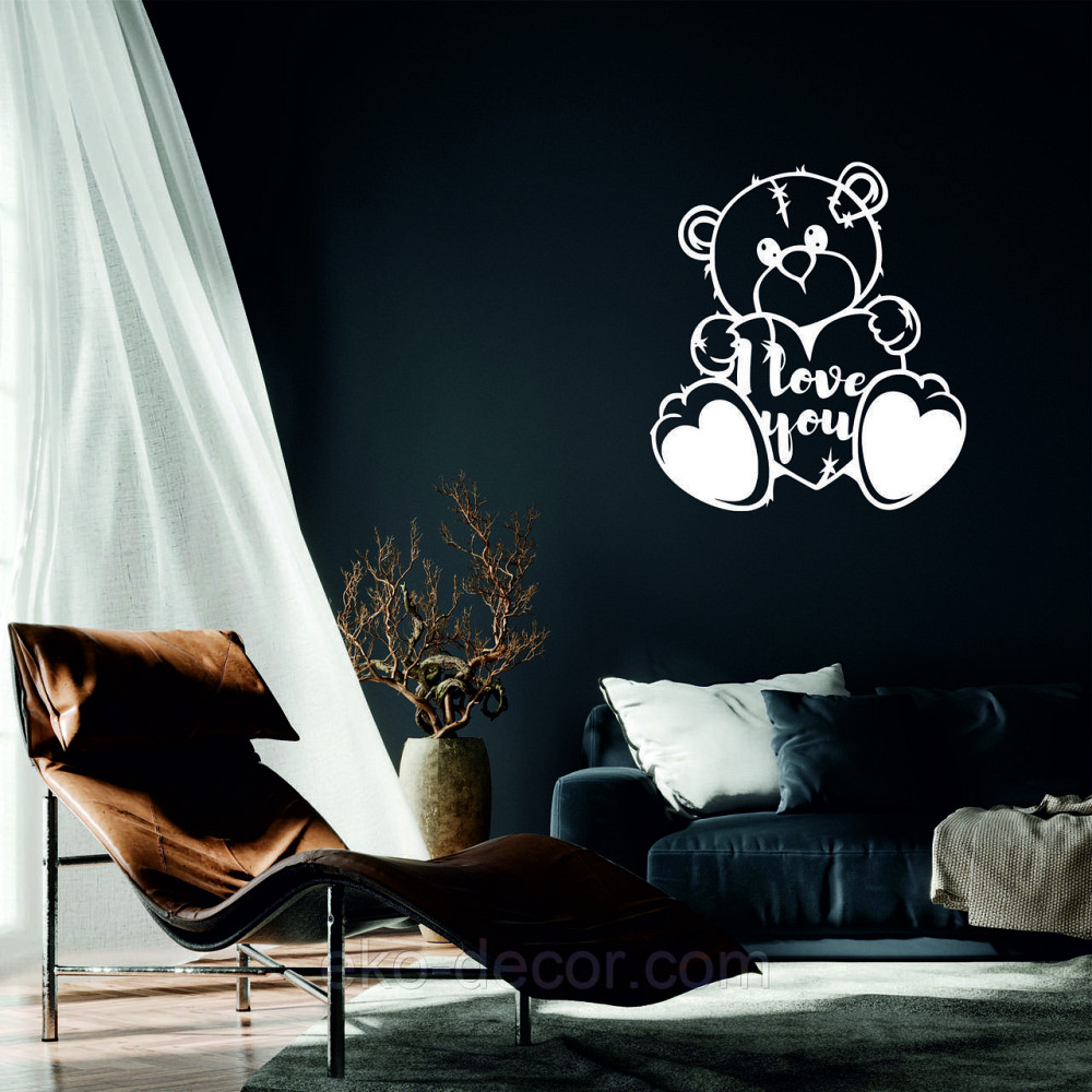 Декоративное настенное Панно «Мишка» Декор на стену 90*82 см, Белый Киев - изображение 1