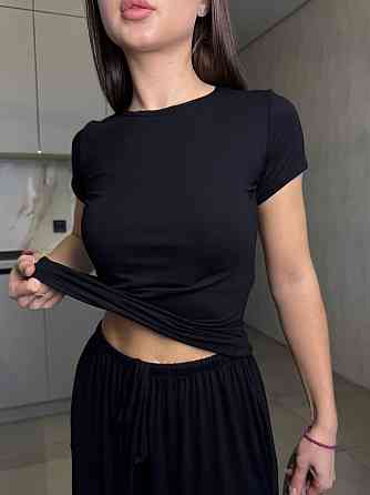 Жіночий базовий прогулянковий костюм, двойка турецький трикотаж віскоза Чорний, 46/48 Одеса